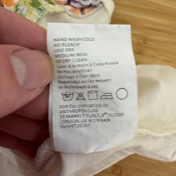 Anthropologie Tiny Marin Floral Embroidered Tank Top Sleeveless Cream Size M - Picture 11 of 12